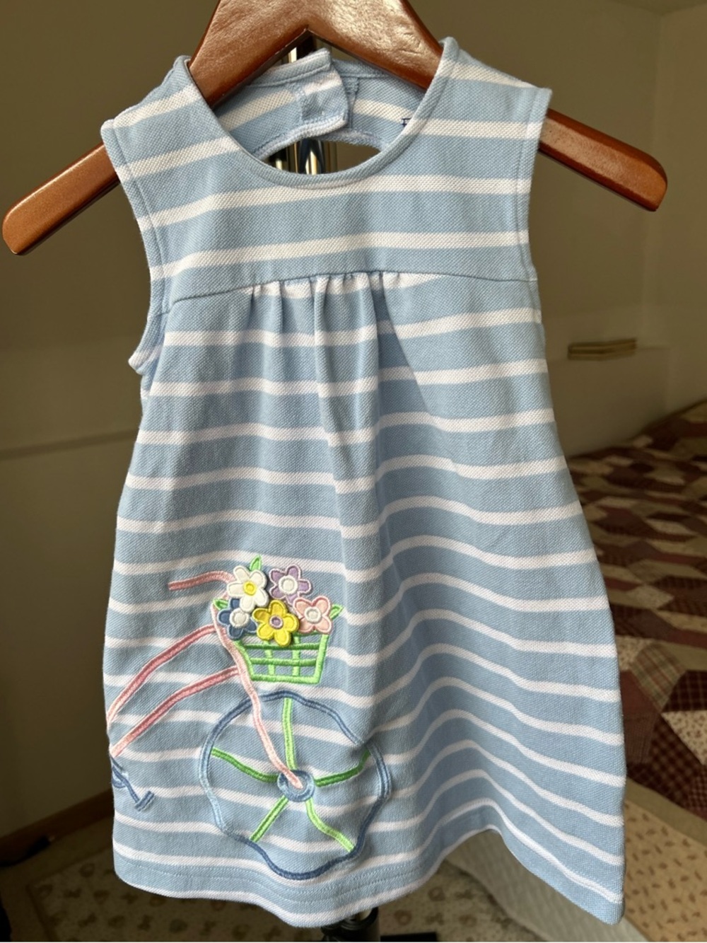 Florence Eiseman Flowers Bicycle Striped Dress 3T